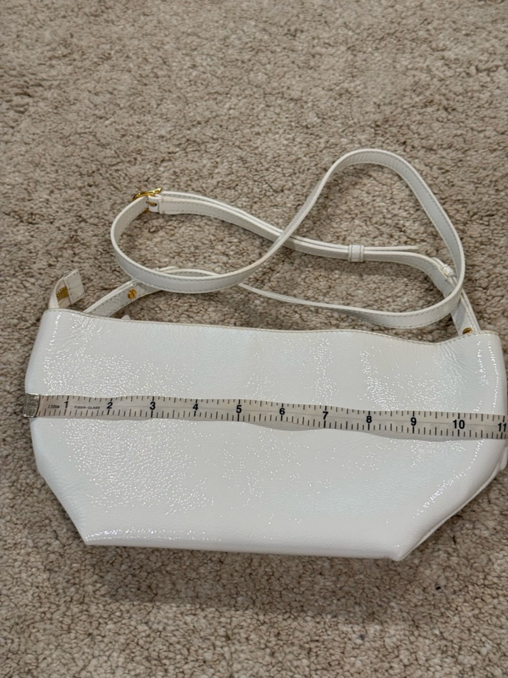 KHAITE White Patent Leather Crossbody with Gold Hardware - Picture 7 of 16